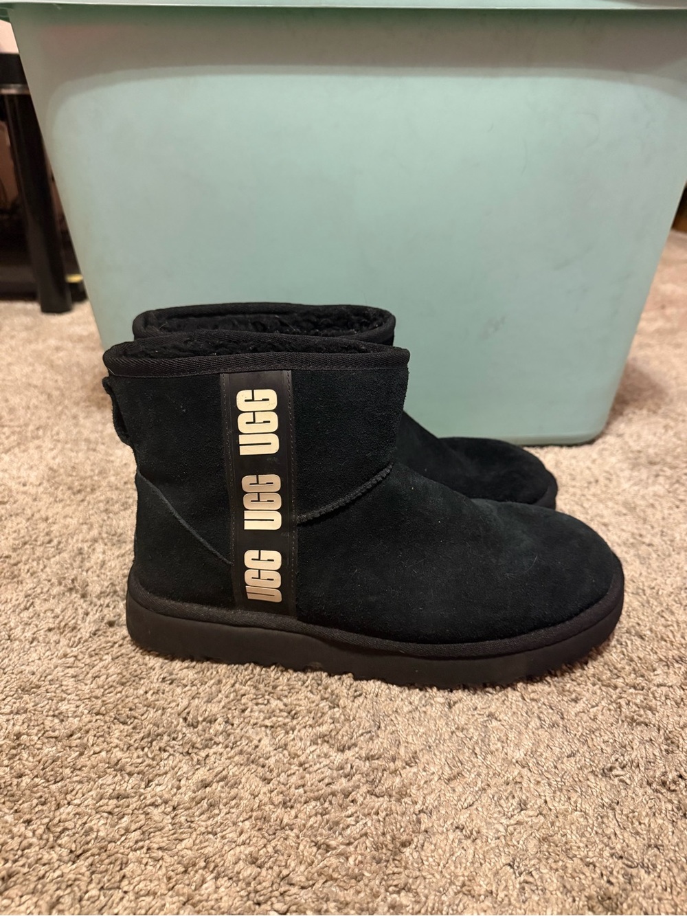UGG Classic Mini Logo Black Suede Boots Women's Size 10 - Style #1122558